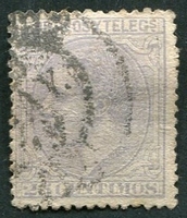 N°0187-1879-ESPAGNE-ALPHONSE XII-25C-BLEU/GRIS