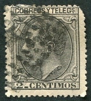 N°0183-1879-ESPAGNE-ALPHONSE XII-2C-NOIR