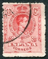 N°0244-1909-ESPAGNE-ALPHONSE XIII-10C-ROSE/ROUGE