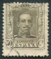 N°0281-1922-ESPAGNE-ALPHONSE XIII-30C-SEPIA