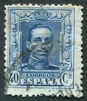 N°0282-1922-ESPAGNE-ALPHONSE XIII-40C-BLEU