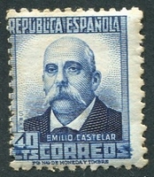 N°0506A-1931-ESPAGNE-CELEBRITES-EMILIO CASTELAR-40C-BLEU 