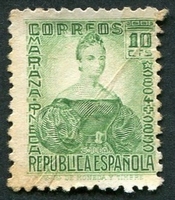 N°0529-1935-ESPAGNE-MARIANNE PINEDA-10C-VERT/JAUNE