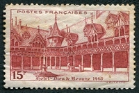 N°0539-1942-FRANCE-HOTEL DIEU DE BEAUNE-15F-BRUN CARMINE