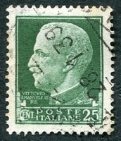 N°0229-1929-ITALIE-VICTOR EMMANUEL III-25C-VERT