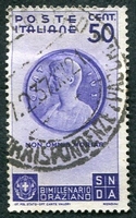 N°0381-1936-ITALIE-EFFIGIE D'HORACE-50C-VIOLET