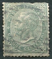 N°0014-1863-ITALIE-VICTOR EMMANUEL II-5C-GRIS VERT