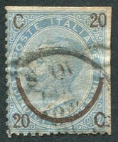 N°0022-1865-ITALIE-VICTOR EMMANUEL II-20C S 15C BLEU PALE