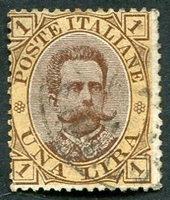 N°0044-1889-ITALIE-HUMBERT 1ER-1L-ORANGE ET BRUN