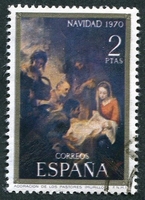 N°1658-1970-ESPAGNE-TABLEAU-ADORATION DES MAGES-2P