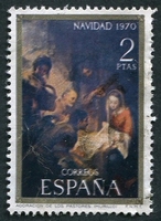 N°1658-1970-ESPAGNE-TABLEAU-ADORATION DES MAGES-2P