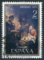 N°1658-1970-ESPAGNE-TABLEAU-ADORATION DES MAGES-2P