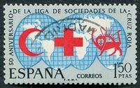 N°1582-1969-ESPAGNE-50 ANS LIGUE COMITES CROIX ROUGE-1P50