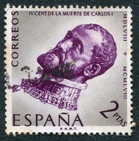 N°0919-1958-ESPAGNE-TABLEAU-CHARLES-QUINT PAR LEONI-2P