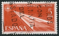 N°034-1956-ESPAGNE-FLECHE DE PAPIER-5P-ORANGE