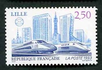 N°2811-1993-FRANCE-CONGRES PHILATELIQUE-LILLE ET TGV