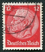 N°490-1933-ALLEM-MARECHAL HINDENBURG-12P-ROUGE CARMINE