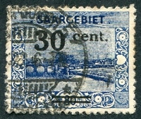 N°075-1921-SARRE-PONT DE SARREBRUCK-30C S/80P-OUTREMER
