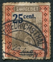 N°074-1921-SARRE-TOUR DE METTLACH-25C S/60P-ROUGE ET BRUN