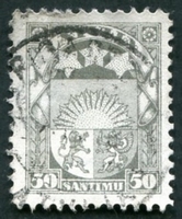 N°105-1923-LETTONIE-ARMOIRIES-50S-GRIS
