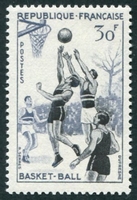 N°1072-1956-FRANCE-BASKET-BALL-30F-GRIS ET NOIR