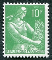 N°1115A-1957-FRANCE-TYPE MOISSONNEUSE-10F-VERT