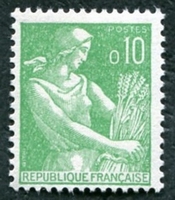 N°1231-1960-FRANCE-TYPE MOISSONNEUSE-10C-VERT