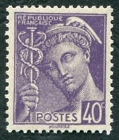 N°0413-1938-FRANCE-TYPE MERCURE-40C-VIOLET