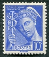 N°0407-1938-FRANCE-TYPE MERCURE-10C-OUTREMER
