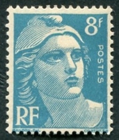 N°0810-1948-FRANCE-MARIANNE DE GANDON-8F-BLEU CLAIR