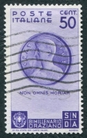 N°0381-1936-ITALIE-EFFIGIE D'HORACE-50C-VIOLET