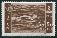 N°0516-1937-ROUMANIE-SPORT-NATATION-50B+50B-MARRON