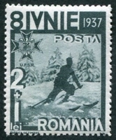 N°0518-1937-ROUMANIE-SPORT-SKI-2L+1L-VERT/GRIS