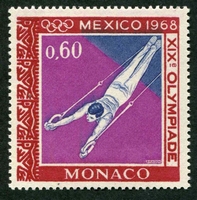 N°0738-1968-MONACO-JO MEXICO-SPORT-LES ANNEAUX