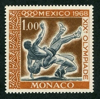 N°0740-1968-MONACO-JO MEXICO-SPORT-LA LUTTE