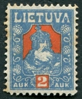 N°094-1921-LITUANIE-KESTUTIS-2A-BLEU ET ROUGE