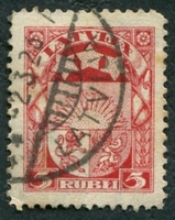 N°085-1921-LETTONIE-ARMOIRIES-5R-ROUGE