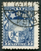 N°176-1931-LETTONIE-ARMOIRIES-35S-BLEU