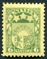 N°177-1931-LETTONIE-ARMOIRIES-6S-VERT S/JAUNE