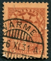 N°125-1927-LETTONIE-ARMOIRIES-15S-BRUN LILAS S/SAUMON