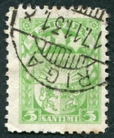 N°173-1931-LETTONIE-ARMOIRIES-5S-VERT/JAUNE