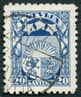 N°101-1923-LETTONIE-ARMOIRIES-20S-BLEU