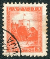 N°201-1934-LETTONIE-CHATEAU DU PRESIDENT-3S-ROUGE ORANGE