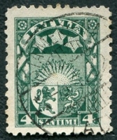 N°095-1923-LETTONIE-ARMOIRIES-4S-VERT