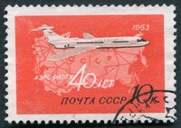 N°115-1963-RUSSIE-AVION-IL-62 ET CARTE URSS-10K