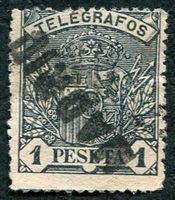 N°36-1901-ESPAGNE-ARMOIRIES-1P-BLEU NOIR