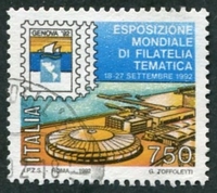 N°1938-1992-ITALIE-GENOVA 92-EXPO PHILATELIQUE-750L
