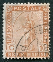 N°0083-1922-SAINT MARIN-STATUE LIBERTE-10C-BRUN/ORANGE