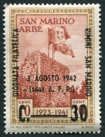 N°0221-1942-SAINT MARIN-JOURNEE PHILATELIQUE RIMINI-30C /10C