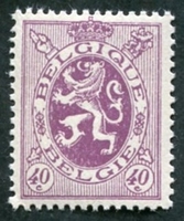 N°0284-1929-BELGIQUE-LION HERALDIQUE-40C-LILAS